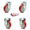 Service Caster 5 Inch Red Polyurethane Wheel Swivel Top Plate Caster Set with 2 Rigid SCC SCC-20S514-PPUB-RED-TP2-2-R-2 - alternate 2